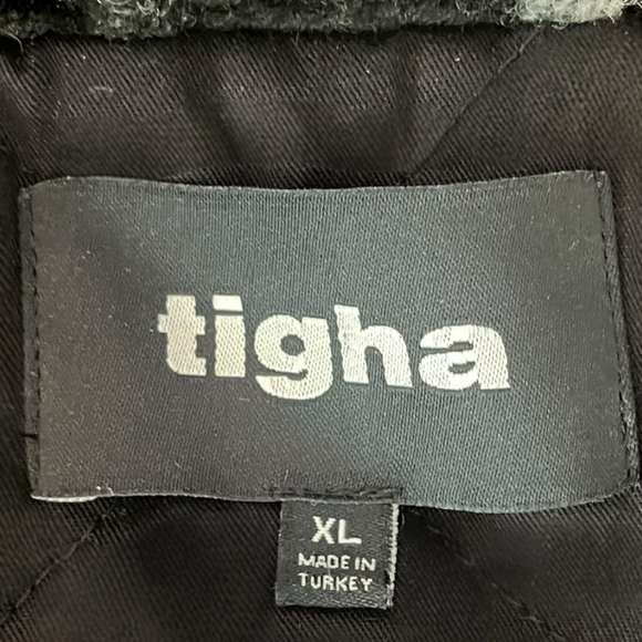 Tigha Men’s Plaid Wool Blend Jacket w/ Sherpa Collar, Black/Grey Check - Picture 16 of 16